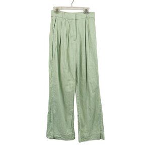 Abercrombie & Fitch Green High Rise Pleat Front Wide Leg Linen Pants Size XS